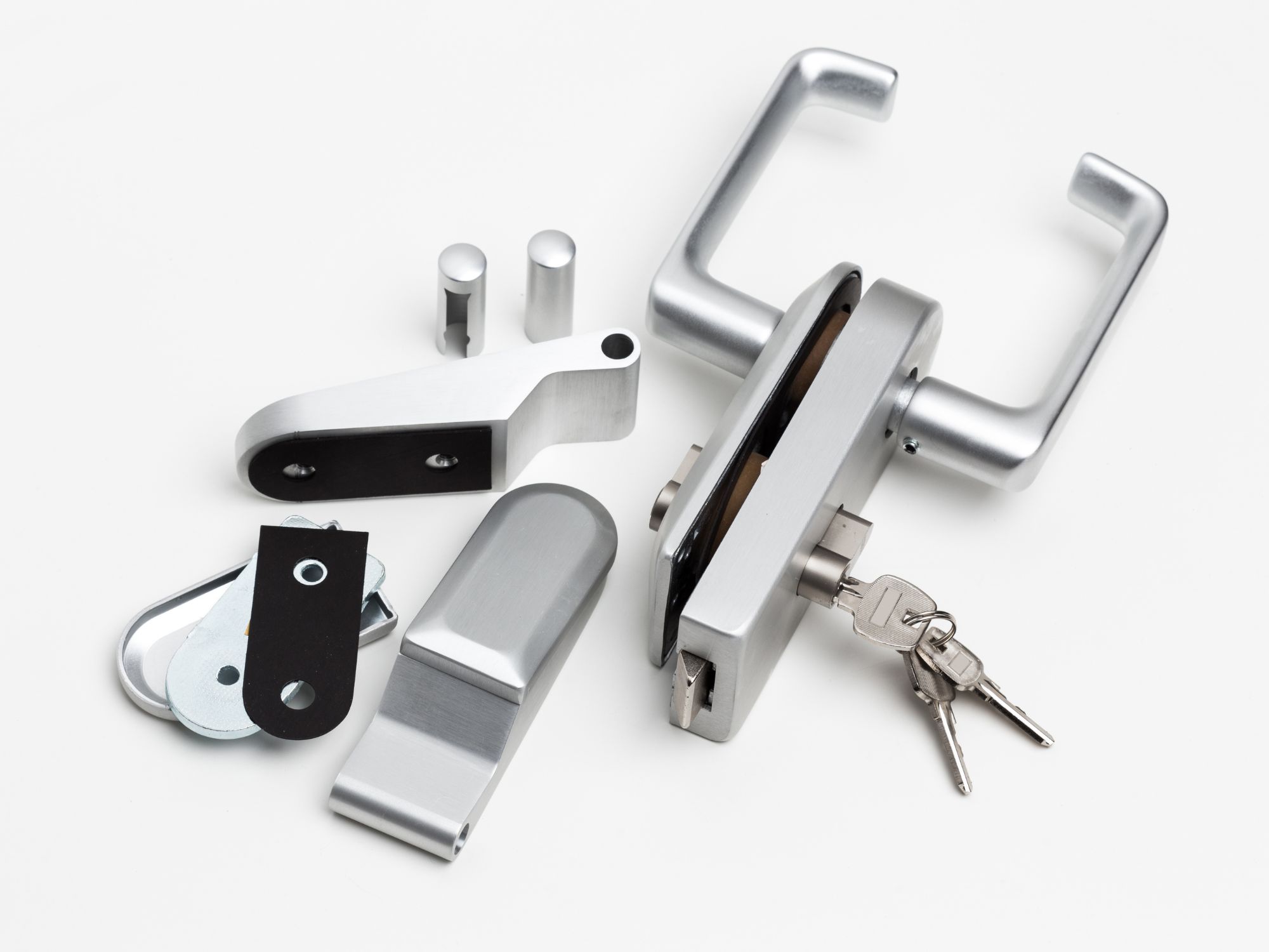 High-security lock hardware with restricted keyway and keys